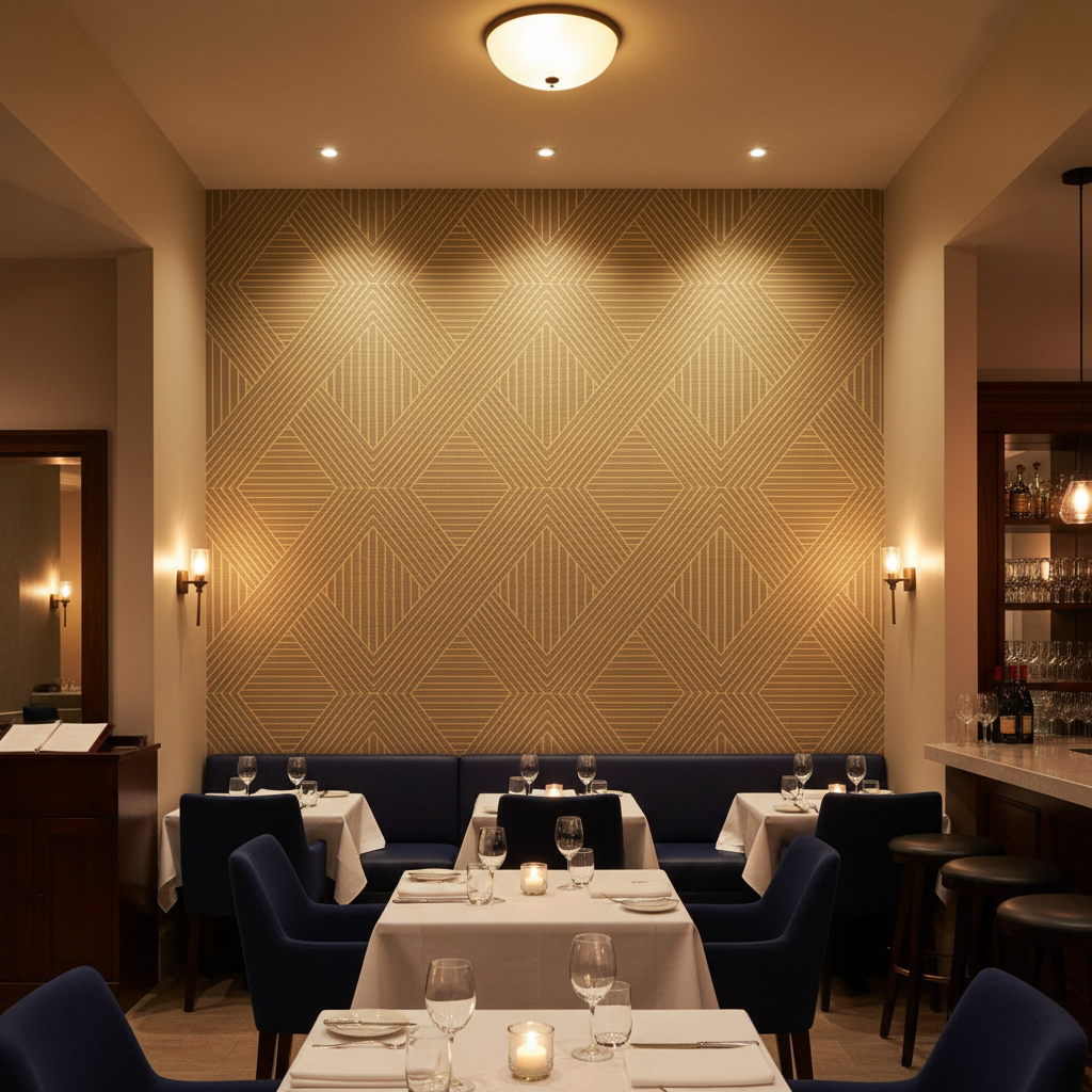 Maidstone Type II Vinyl | Hollywood Wallcoverings - Restaurant Dining commercial room setting