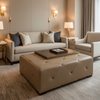 Aire Pebbled - Earthen Taupe Breathable Polyurethane Upholstered Ottoman | Architectural Fabrics