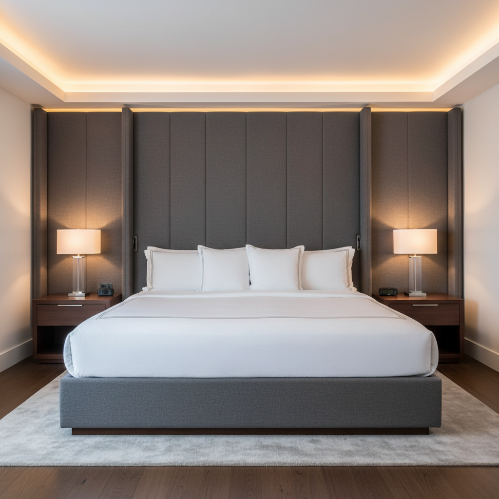 Pinnacle Rock - Graphite Upholstered Headboard | Architectural Fabrics