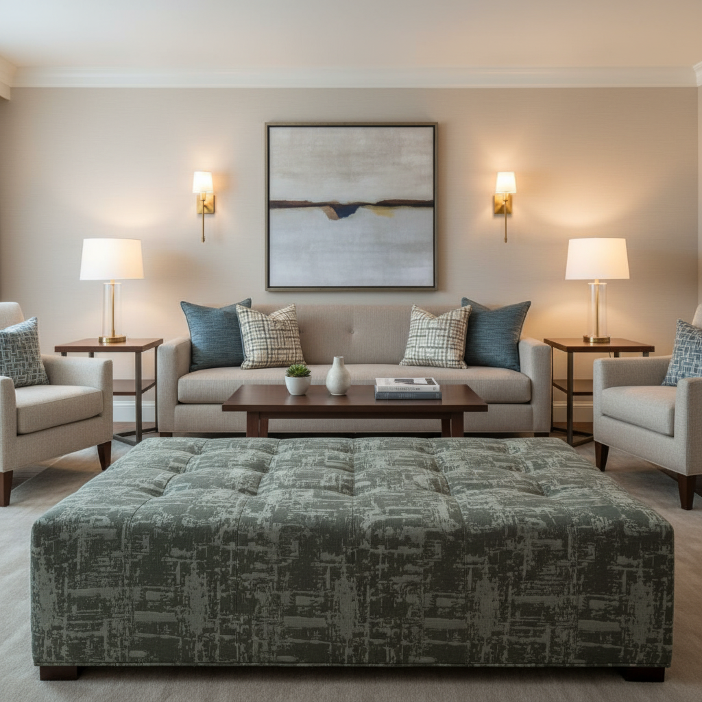 Turf Bay - Rhine Upholstered Ottoman | Architectural Fabrics
