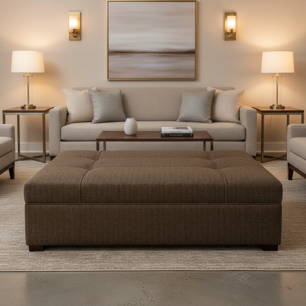 Archer - Archer Performance Vinyl Upholstered Ottoman | Architectural Fabrics