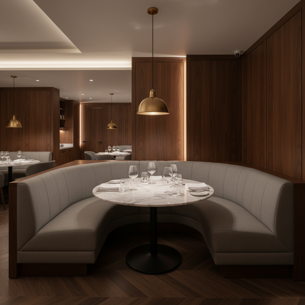 Maya Riviera - Flint Upholstered Banquette | Architectural Fabrics