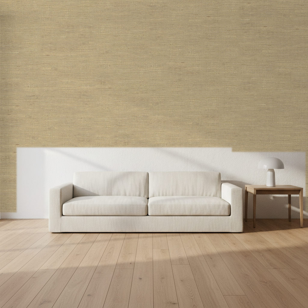 Nantucket Grasscloth Sandstorm Wallcovering | Phillipe Romano room setting