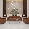 Smooth Leather Grain Sienna Brown Upholstered Sofa | Architectural Fabrics