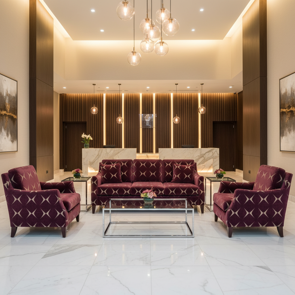 Diamond Velvet Texture Plum Wine Upholstered Sofa | Architectural Fabrics