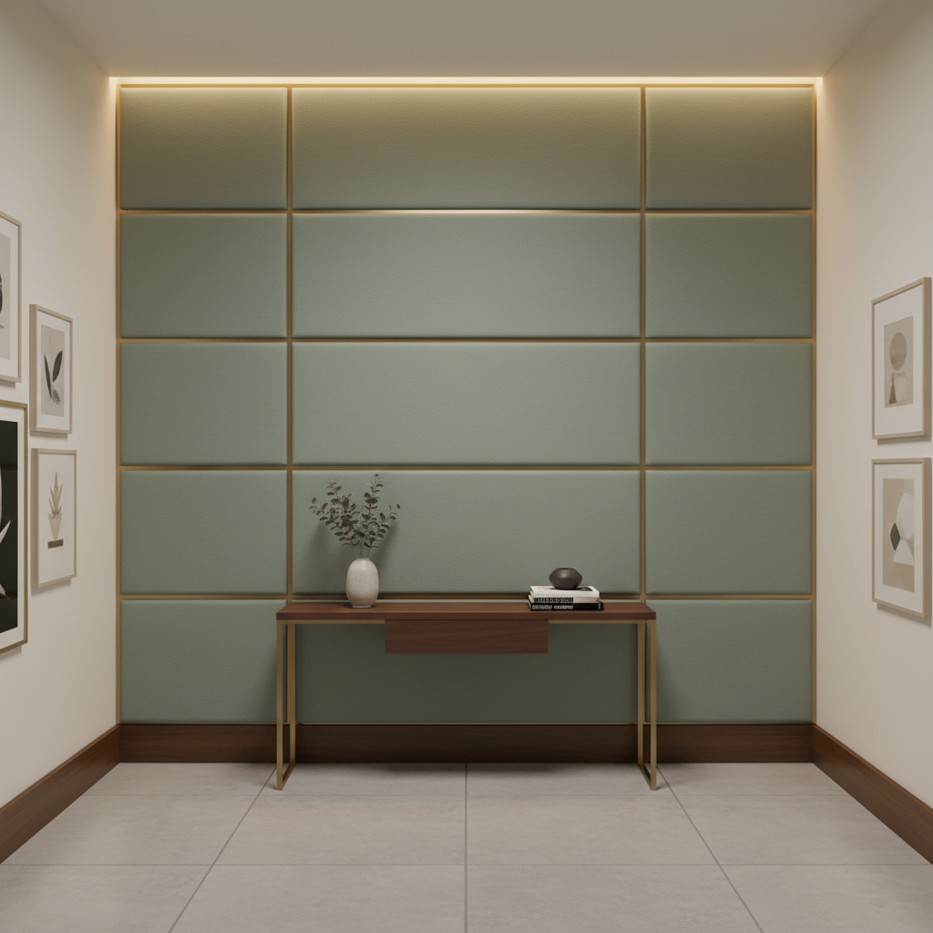 Smooth Pebble Grain Dusty Sage Upholstered Wall Panel | Architectural Fabrics