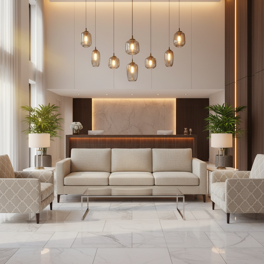 Tropical Trellis - Oyster Upholstered Sofa | Architectural Fabrics