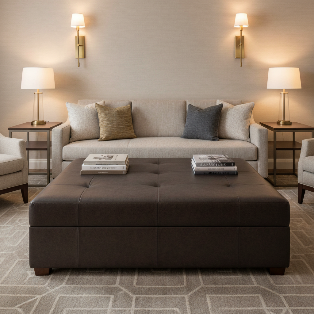 Vintage Harbor - Cocoa Upholstered Ottoman | Architectural Fabrics