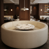 Embossed Reptile Scale Ivory Cream Upholstered Banquette | Architectural Fabrics
