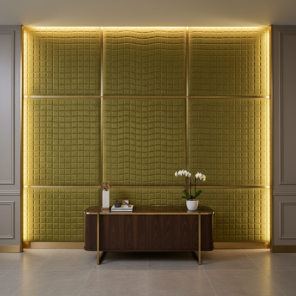Waterfall Bay - Matcha Upholstered Wall Panel | Architectural Fabrics