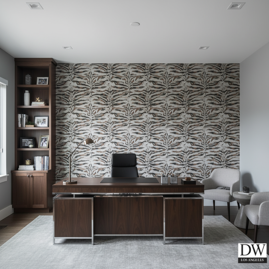 Labasa Taupe Zebra | Hollywood Wallcoverings - Corporate Office commercial room setting