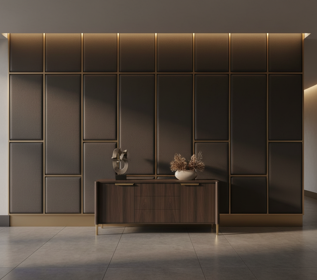 BALBOA - Ebony Hide Faux Leather Upholstered Wall Panel | Architectural Fabrics