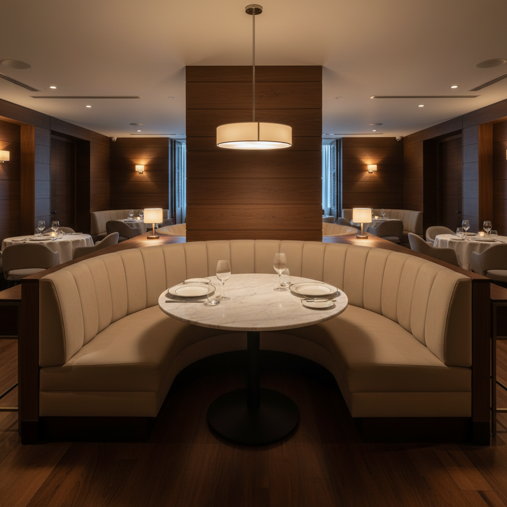 Smooth Matte Texture Soft Sand Upholstered Banquette | Architectural Fabrics
