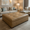 Silver Bank - Ochre Upholstered Ottoman | Architectural Fabrics