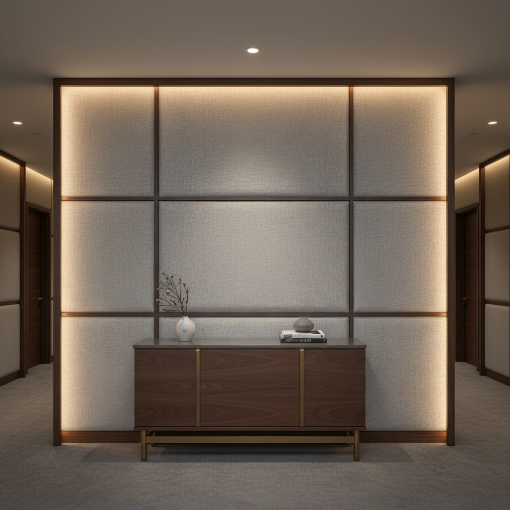 Tweed Bay - Stone Upholstered Wall Panel | Architectural Fabrics