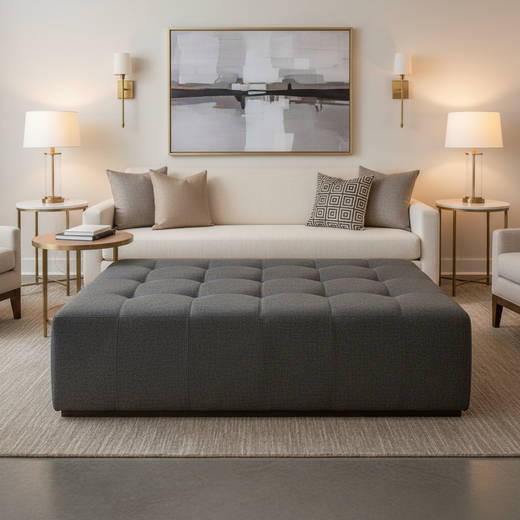 Vintage Harbor - Seal Upholstered Ottoman | Architectural Fabrics