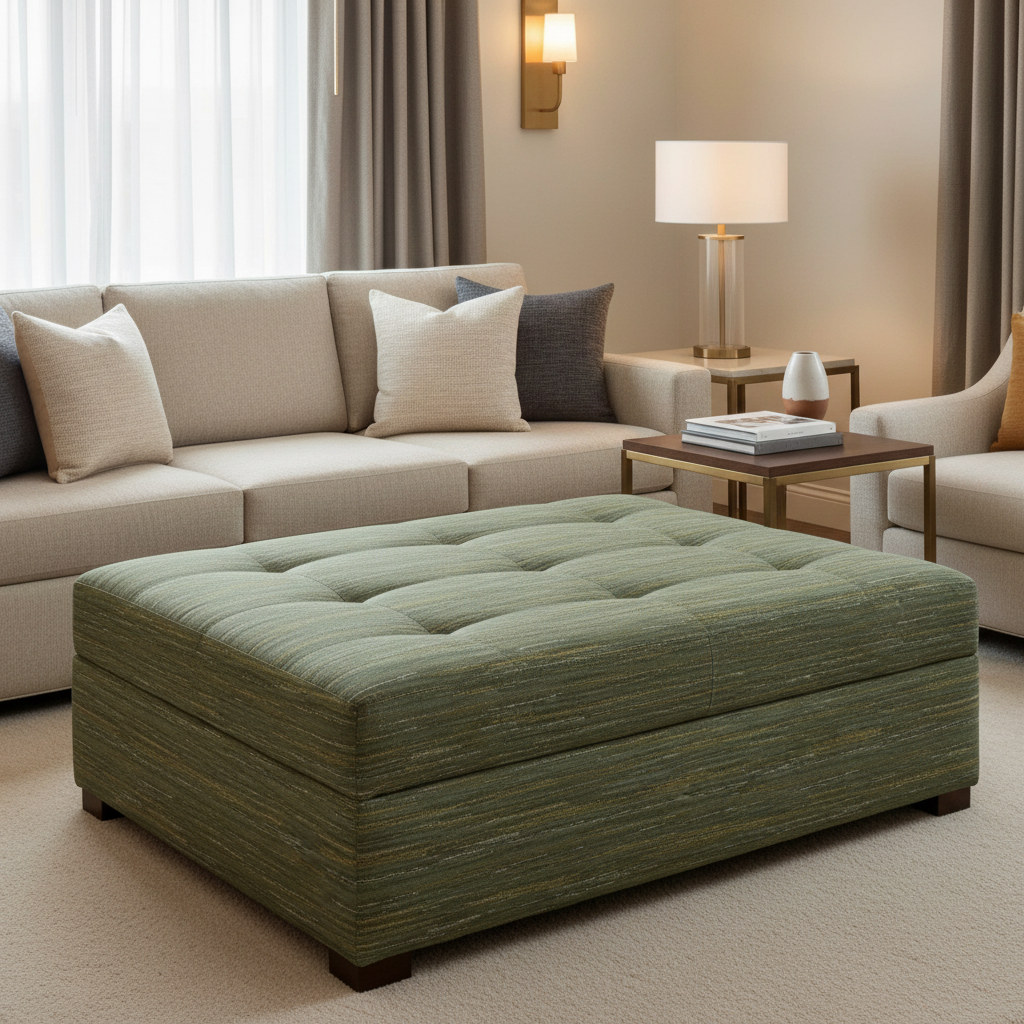 Pigeon Island - Sage Upholstered Ottoman | Architectural Fabrics