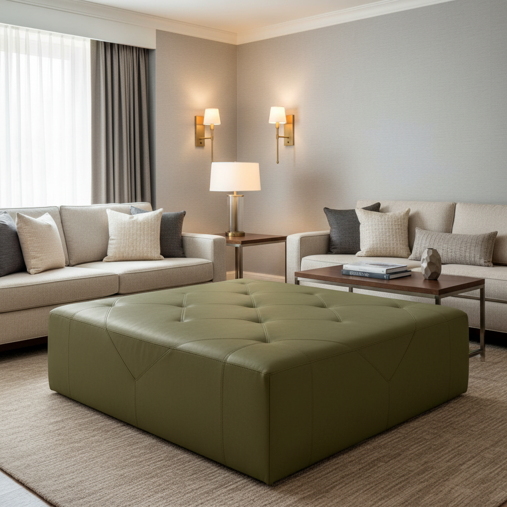 Kick Em Jenny - Avocado Upholstered Ottoman | Architectural Fabrics