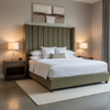 Smooth Pebble Grain Muted Olive Upholstered Headboard | Architectural Fabrics