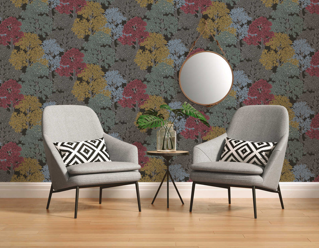 Floral Impression Black Wallcovering | AS Creation
