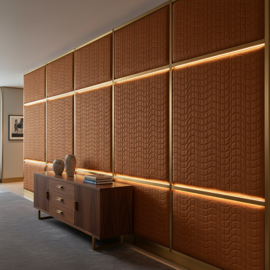 Waterfall Bay - Persimmon Upholstered Wall Panel | Architectural Fabrics