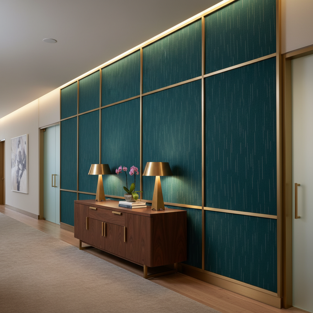 Stitchwork Bay - Sea Blue Upholstered Wall Panel | Architectural Fabrics