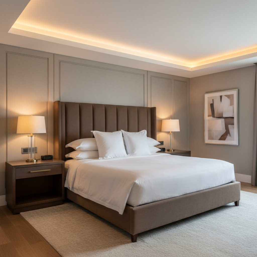 Fine Pebble Grain Rich Umber Upholstered Headboard | Architectural Fabrics