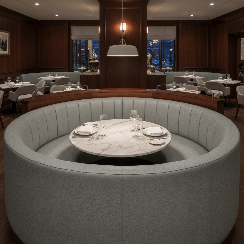 Algiers - Silver Cloud Performance Vinyl Upholstered Banquette | Architectural Fabrics