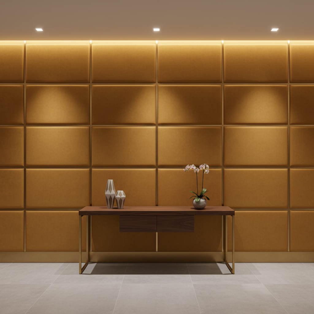 Aarden - Golden Umber Silicone Hybrid Upholstered Wall Panel | Architectural Fabrics