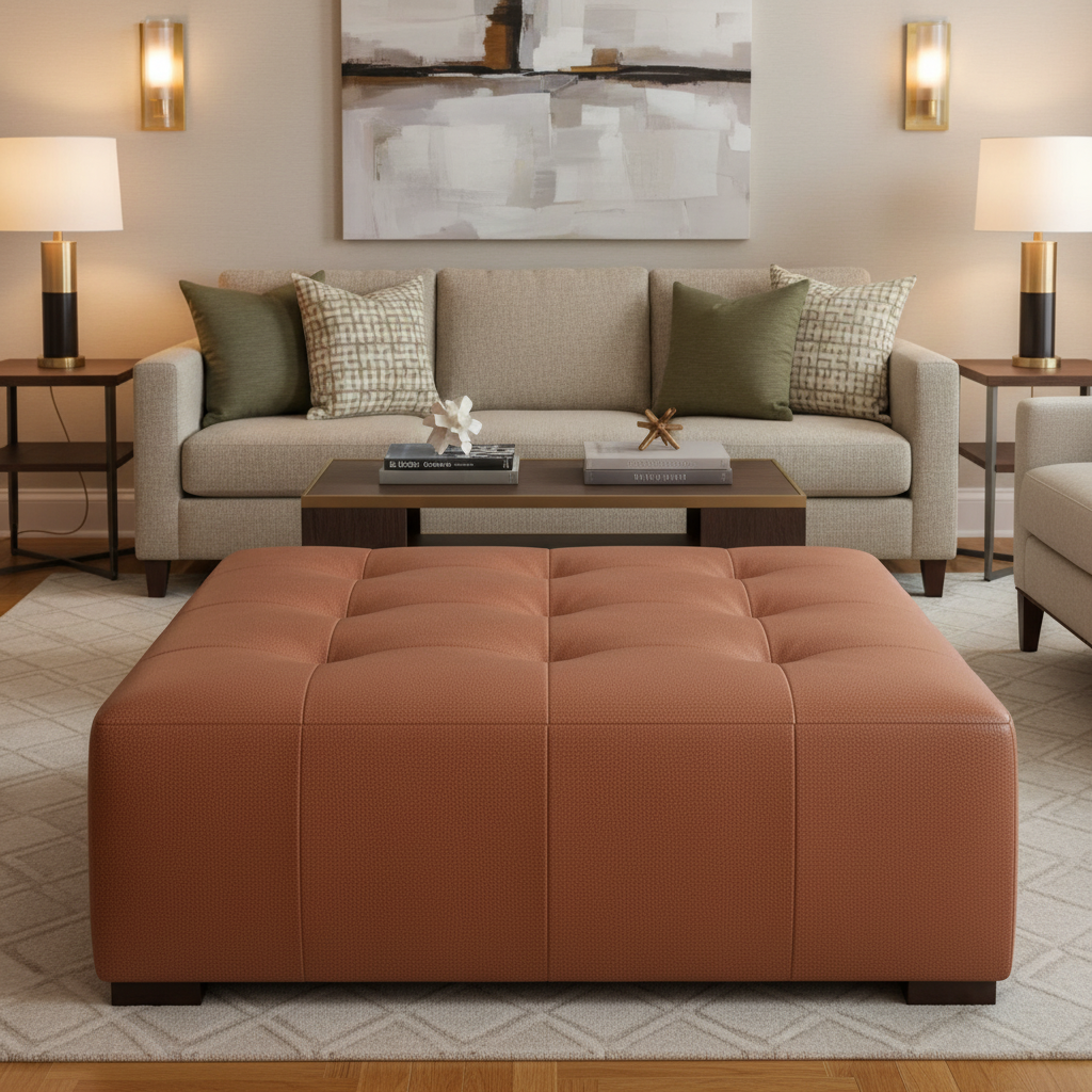 Turquoise Bay - Sunstone Upholstered Ottoman | Architectural Fabrics