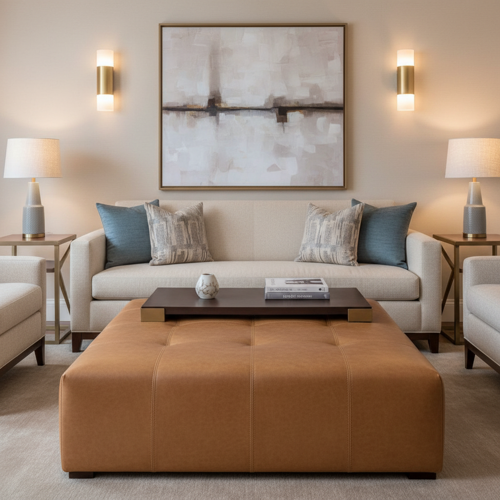 Kralendijk - Saddle Upholstered Ottoman | Architectural Fabrics