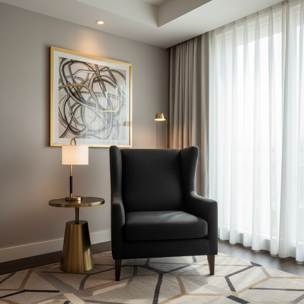 Subtle Velvet Texture Deep Night Upholstered Chair | Architectural Fabrics