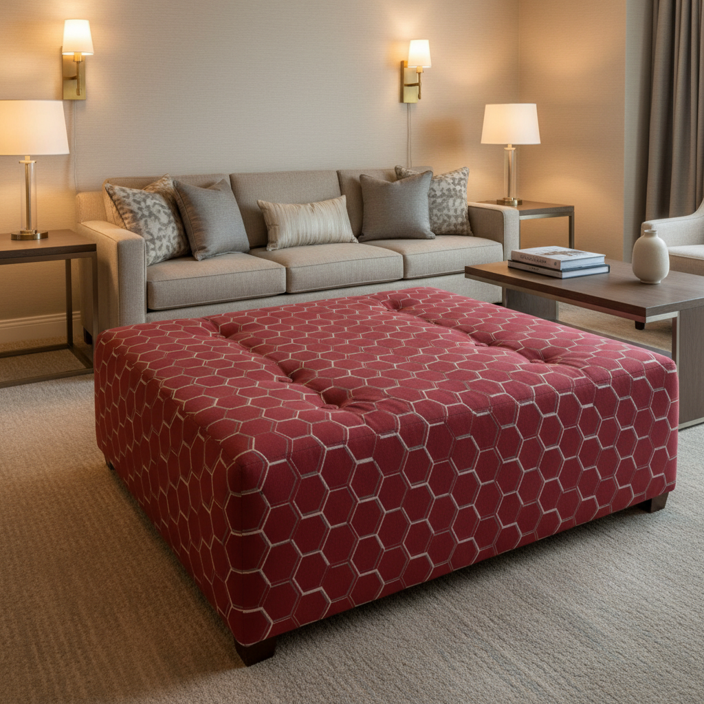 Pelican Cay - Scarlet Upholstered Ottoman | Architectural Fabrics