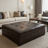 Embossed Reptile Skin Dark Chocolate Upholstered Ottoman | Architectural Fabrics