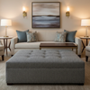 Woven Chevron Texture Charcoal Gray Upholstered Ottoman | Architectural Fabrics
