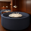 Fine Linen Weave Deep Indigo Upholstered Banquette | Architectural Fabrics
