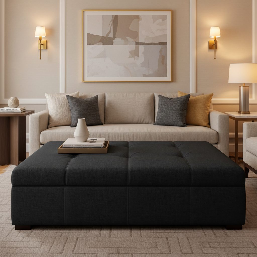Peter Island - Pitch Upholstered Ottoman | Architectural Fabrics