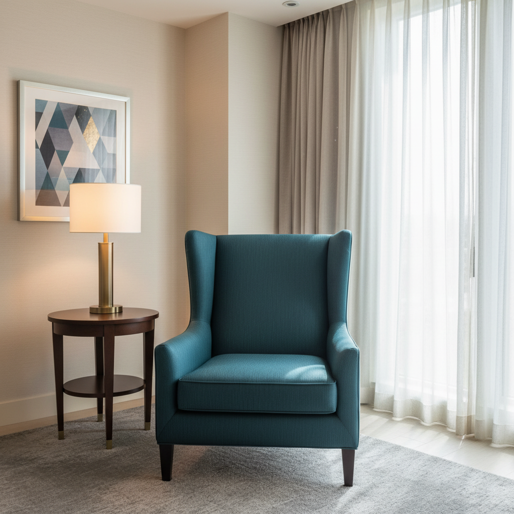 Fine Vertical Texture Deep Teal Upholstered Chair | Architectural Fabrics