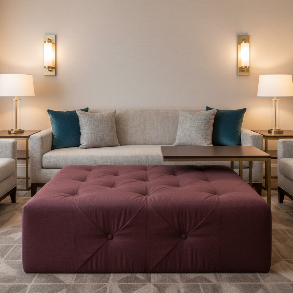 Soper Hole - Cardinal Upholstered Ottoman | Architectural Fabrics