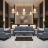 Smooth Solid Color Slate Blue Upholstered Sofa | Architectural Fabrics