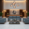 Smooth Solid Texture Slate Blue Upholstered Sofa | Architectural Fabrics