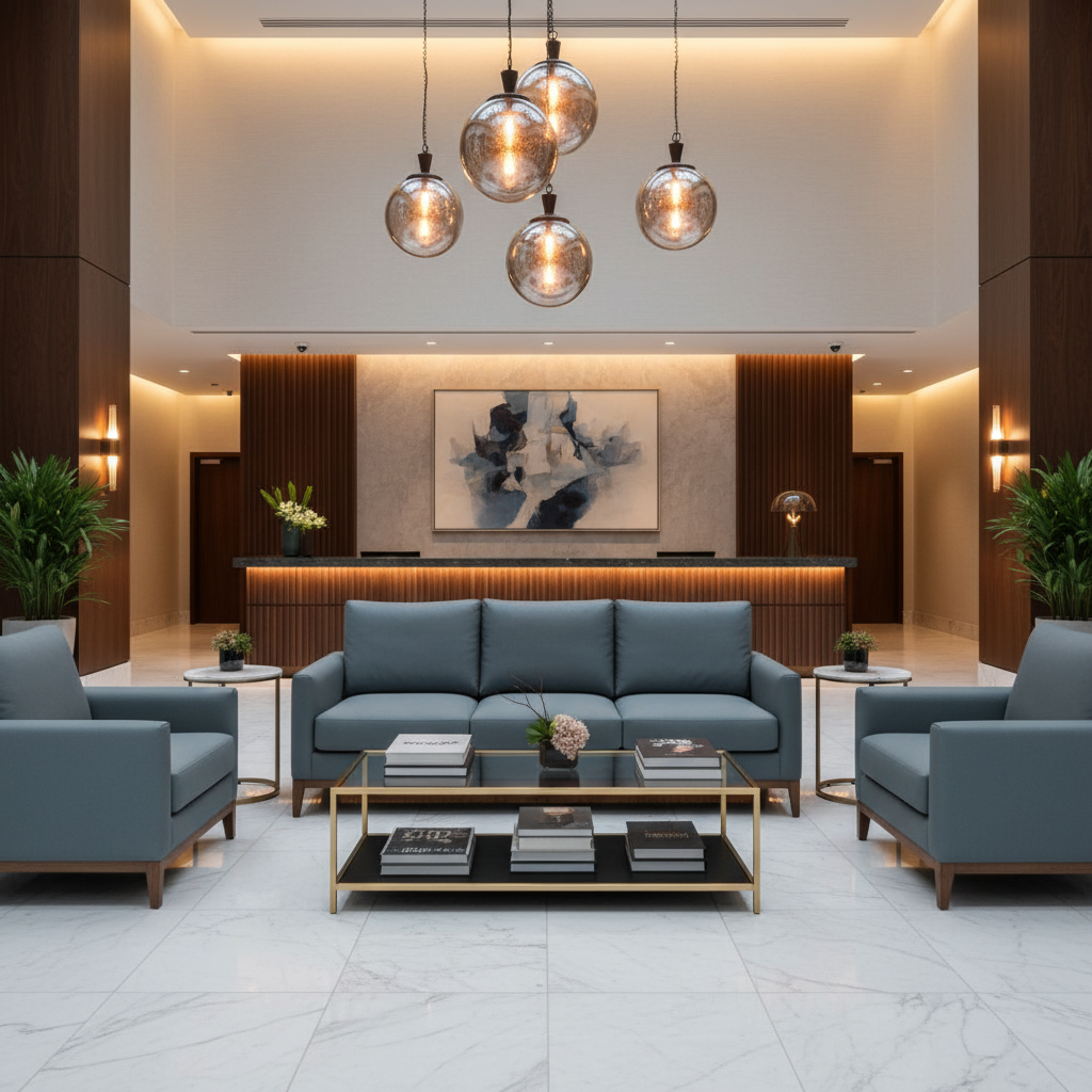 Smooth Solid Texture Slate Blue Upholstered Sofa | Architectural Fabrics