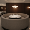 Brushed Linen Weave Misty Taupe Upholstered Banquette | Architectural Fabrics