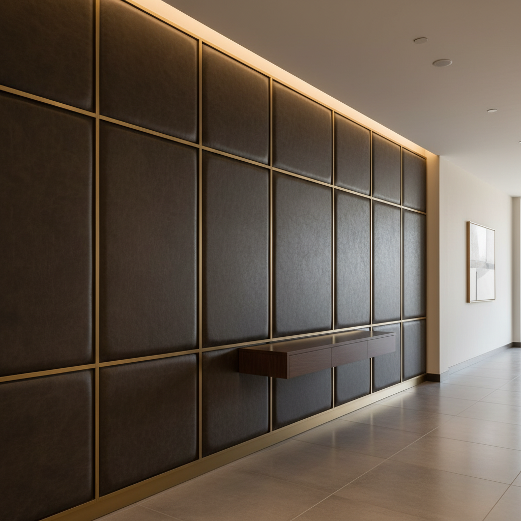 Alamo - Earthy Umber Performance Vinyl Upholstered Wall Panel | Architectural Fabrics