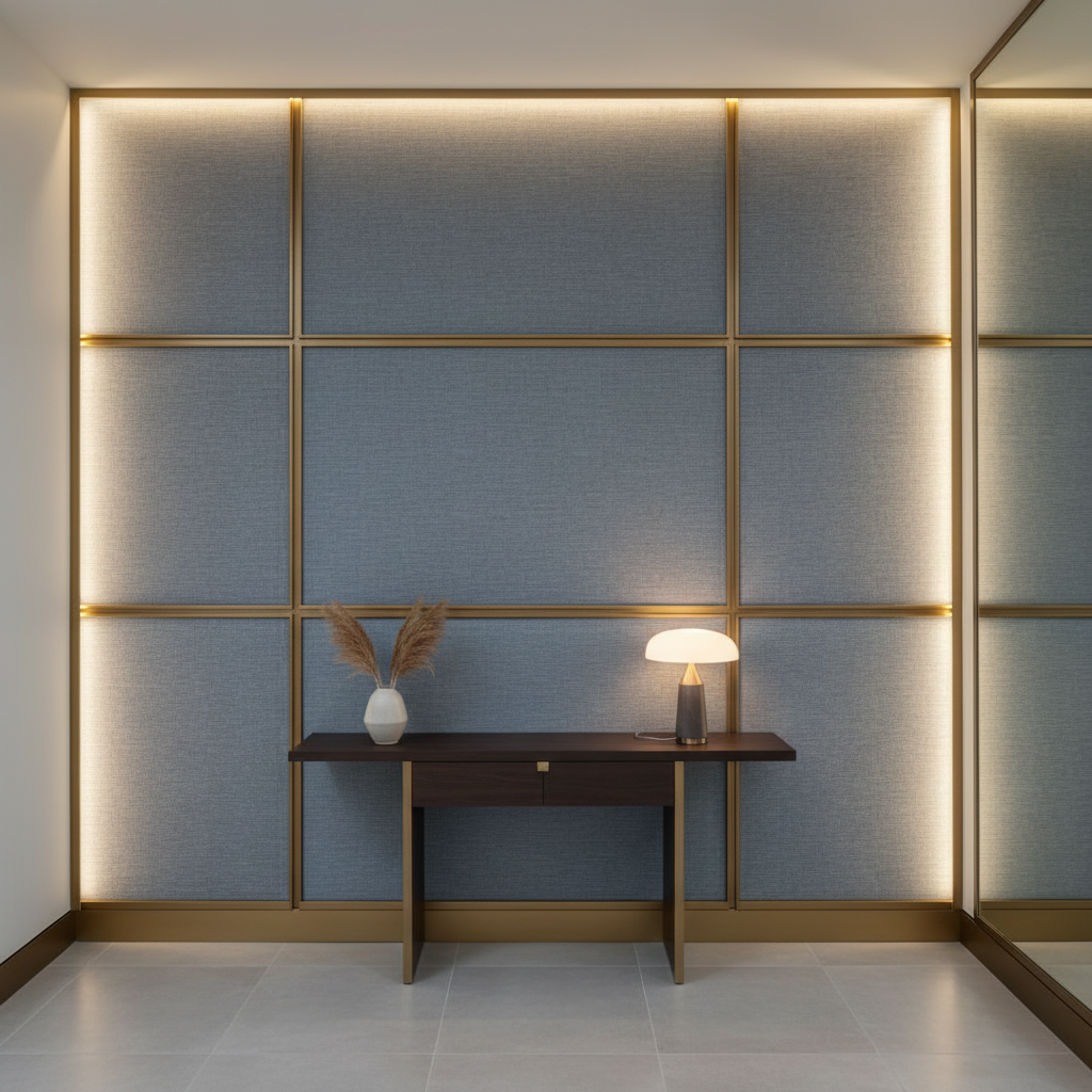 Fine Woven Texture Slate Blue Upholstered Wall Panel | Architectural Fabrics