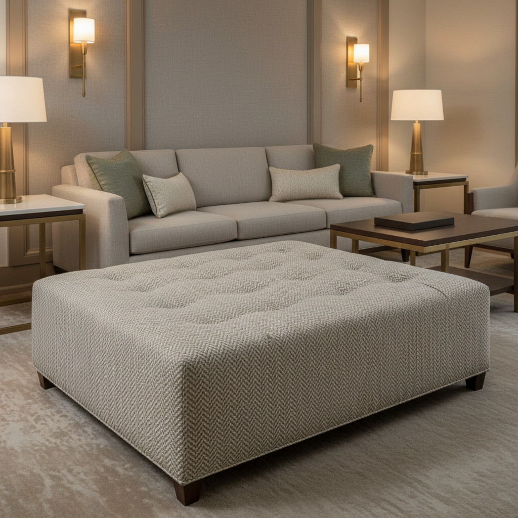 Rum Punch - Fossil Upholstered Ottoman | Architectural Fabrics