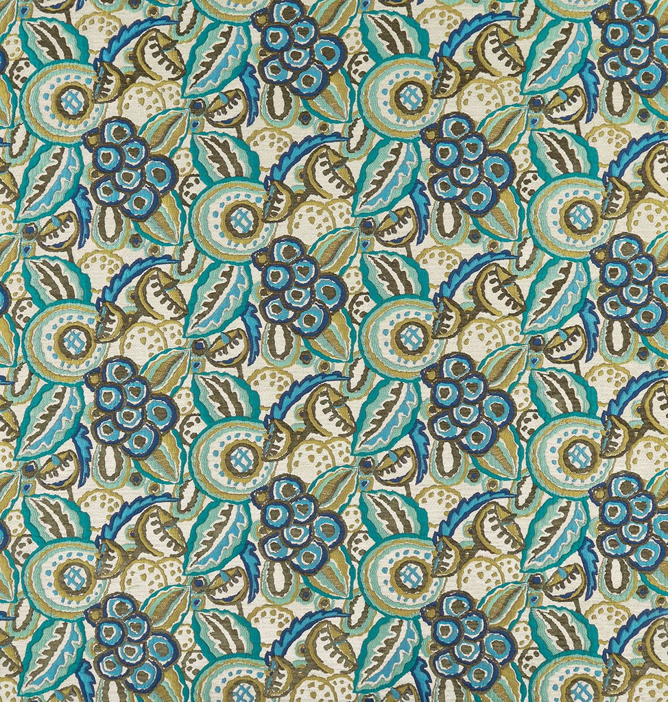 DWCY-900298 Nina Campbell Fabric Teal Blue designer-wallcoverings-los-angeles