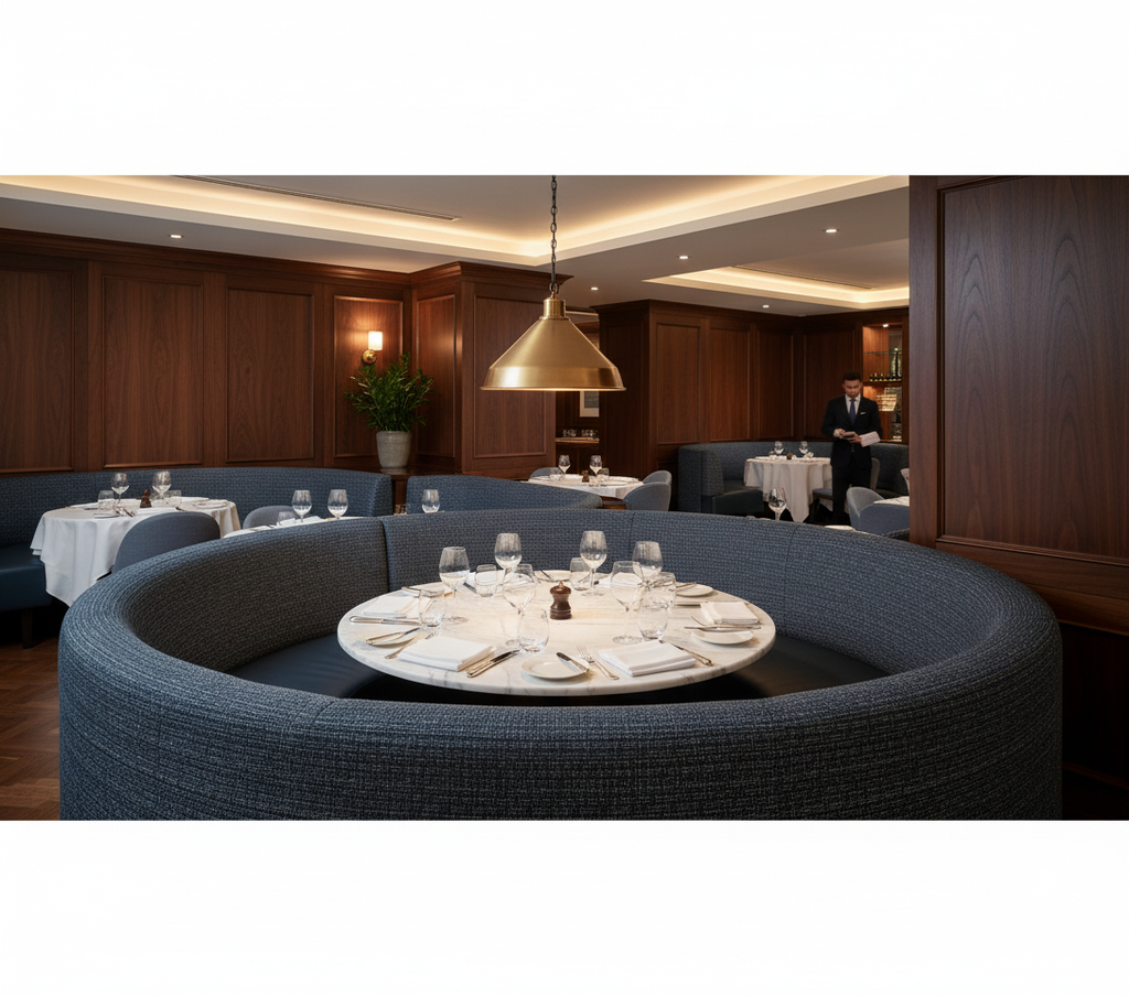 BELVEDERE - Deep Sea Texture Upholstery Upholstered Banquette | Architectural Fabrics