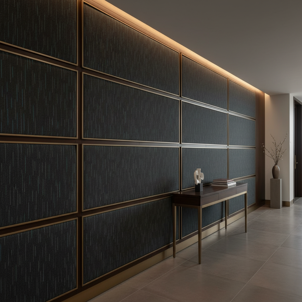 Stitchwork Bay - Midnight Upholstered Wall Panel | Architectural Fabrics