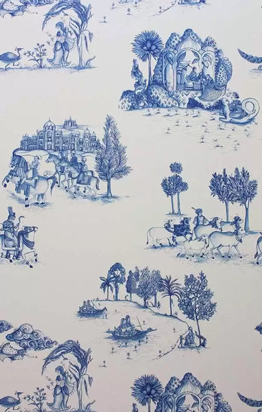 Zanskar Indian Toile Blue Wallpaper | Osborne & Little Europe